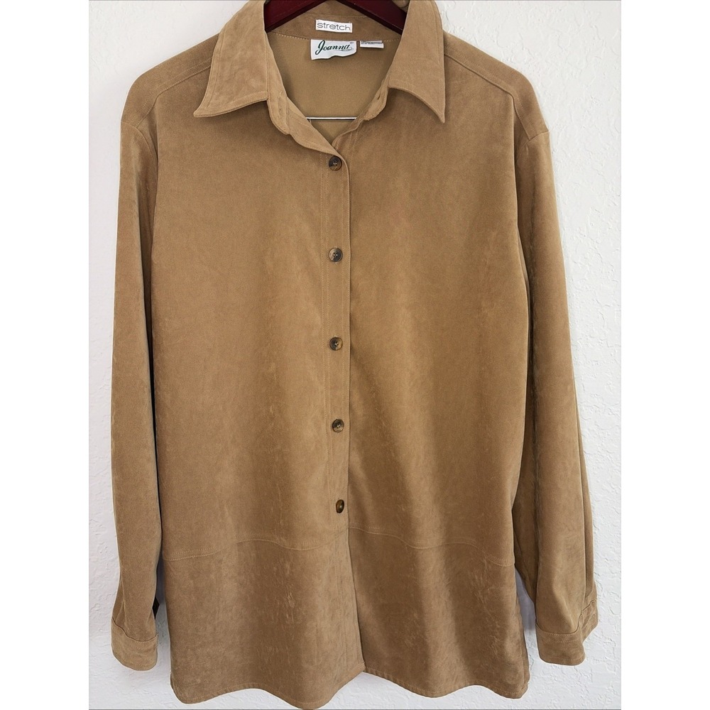 Vintage Joanna Stretch Long Sleeve Button Up Butterscotch Color‎ Shirt, Large